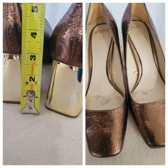 Bronze Block Heel Pumps / 39 - Picture 6 of 9